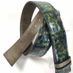 Ceinture reversible femme Croco vert / Kaki